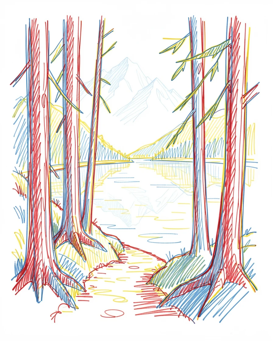 A hidden mountain lake accessible only by a narrow forested trail