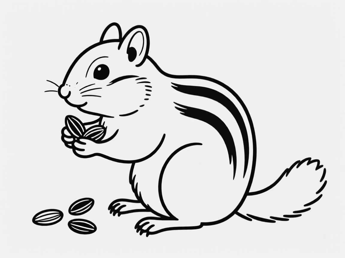 A chipmunk stuffing its cheeks with sunflower seeds