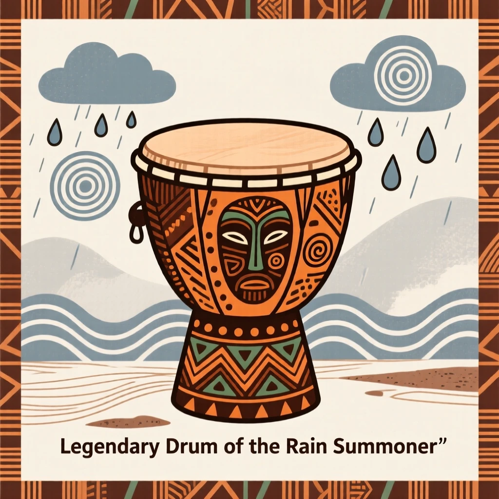 A legendary drum said to summon rain when struck.
