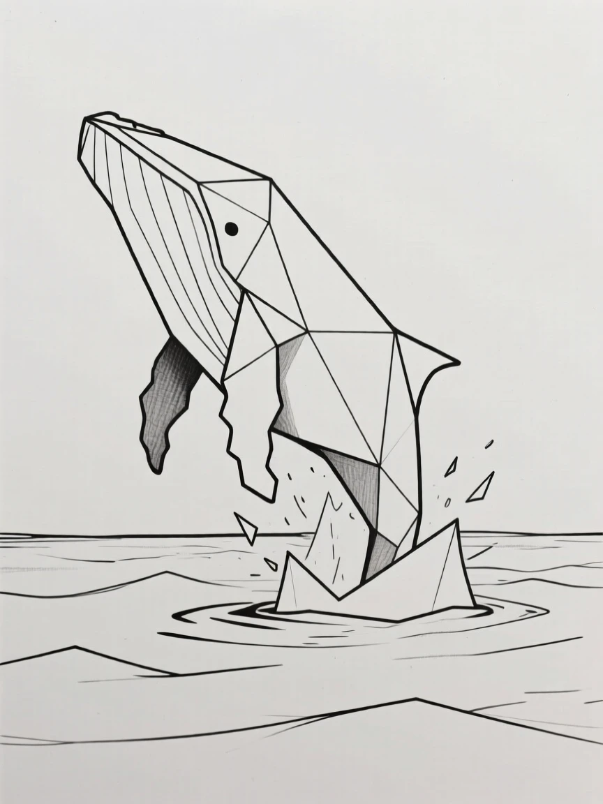 A humpback whale breaching above the ocean surface