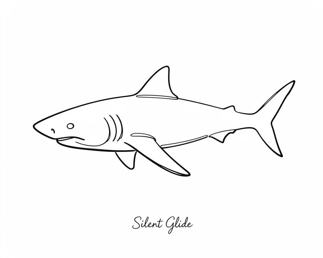 A great white shark gliding silently through deep blue water