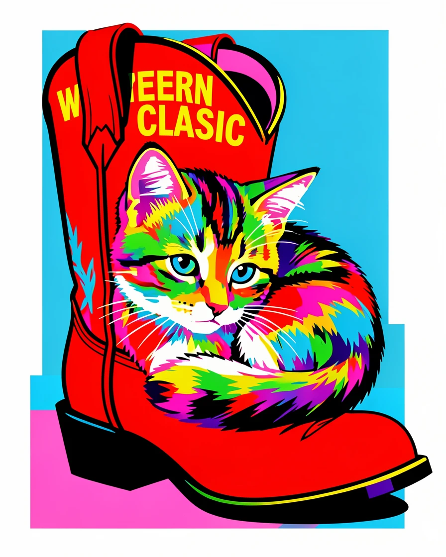 Kitten curled up inside a cowboy boot