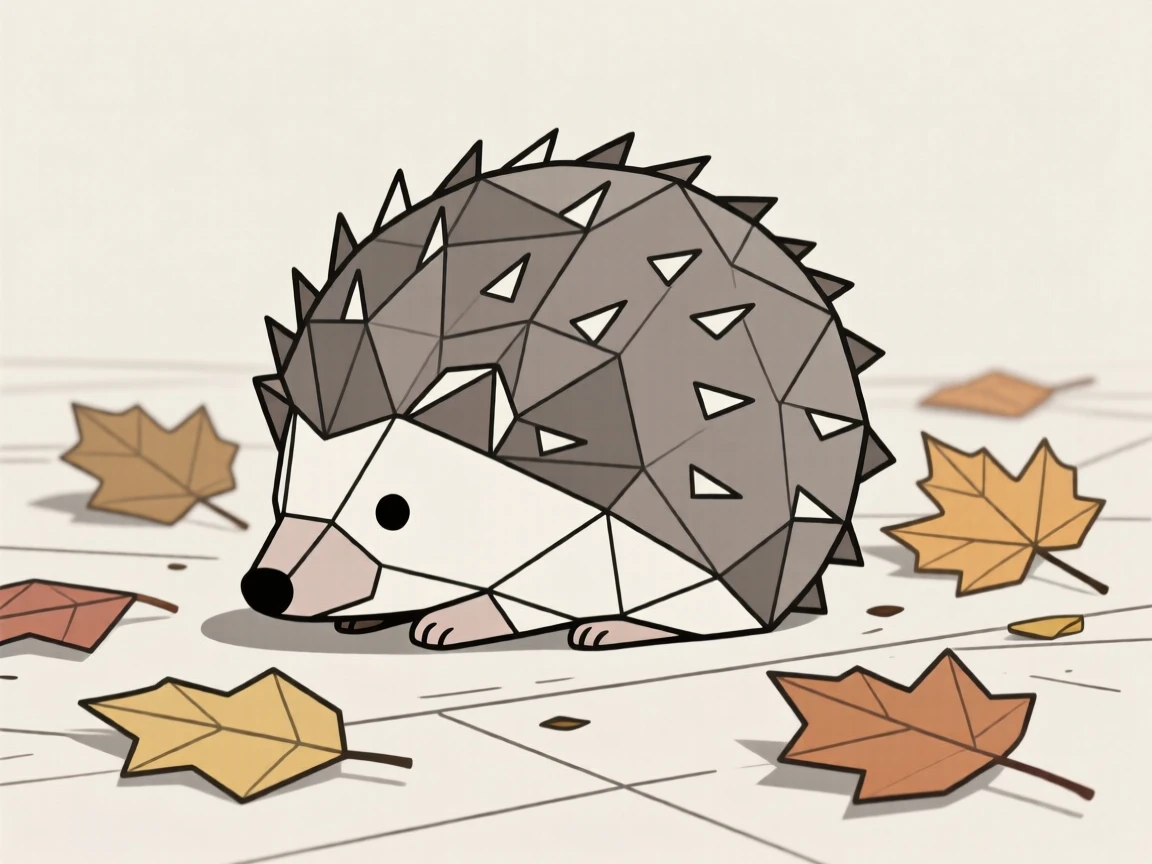 A hedgehog curled up among fallen autumn leaves
