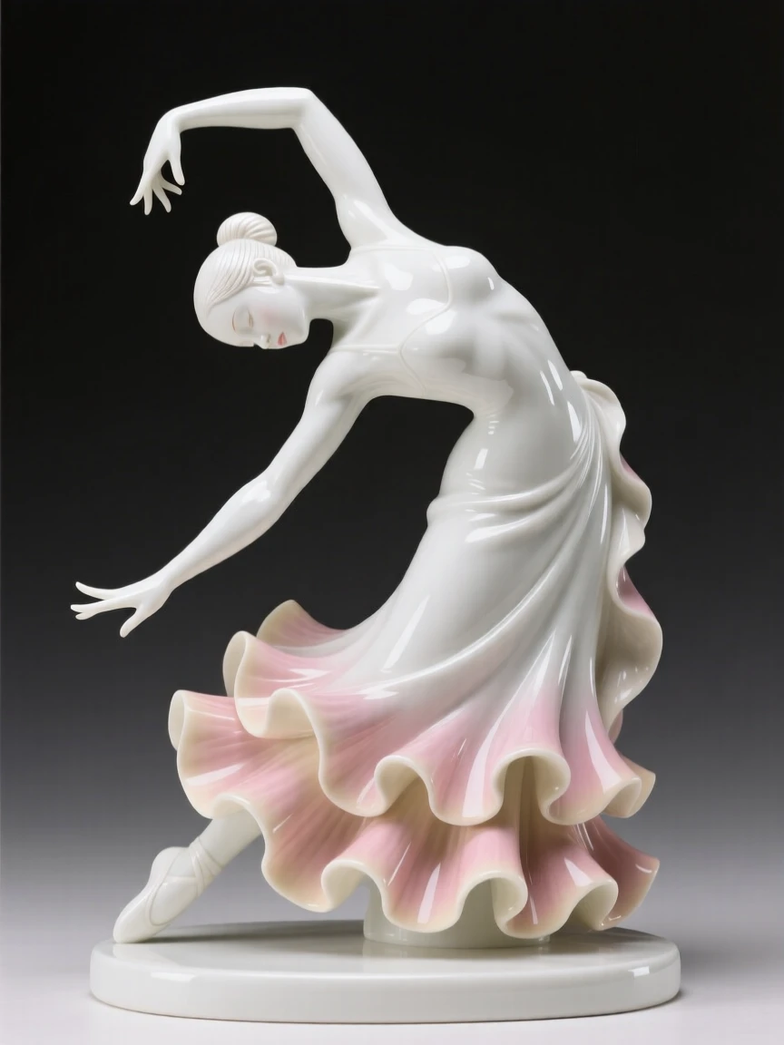 A graceful flamenco dancer caught in the middle of an elegant dip, muscles and lines full of controlled energy.