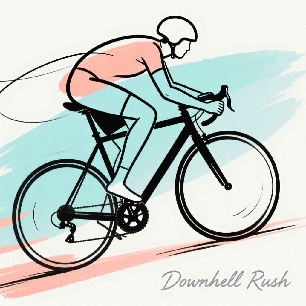 A cyclist racing downhill