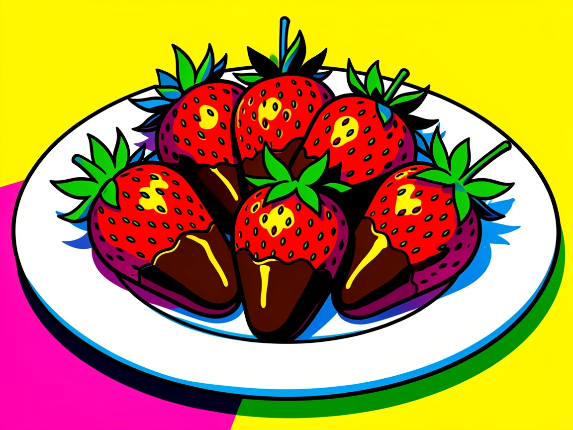 Plate of fresh strawberries dipped in chocolate
