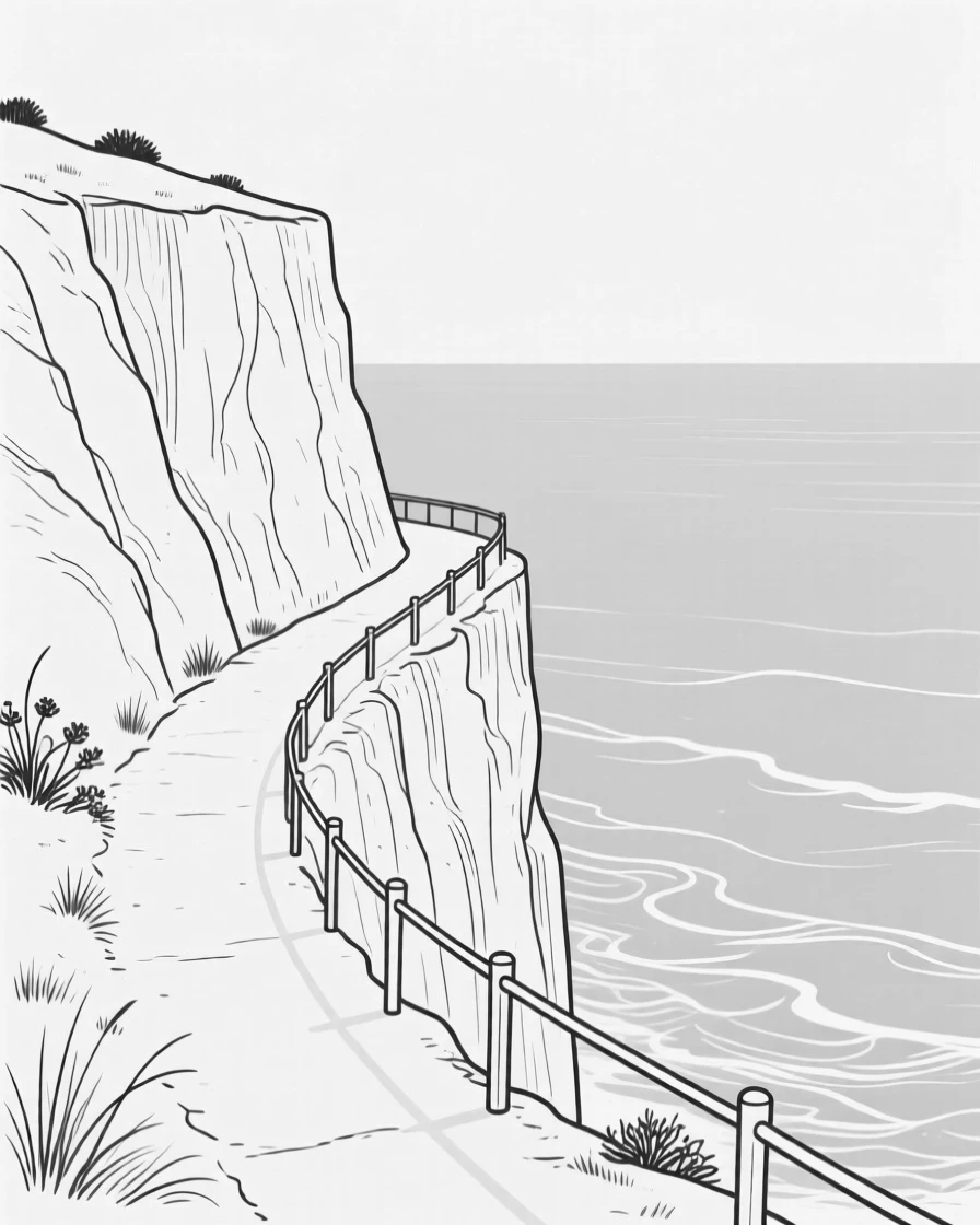 A cliffside path overlooking a turquoise sea