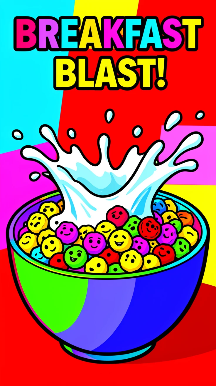 Bowl of cereal with milk splashing