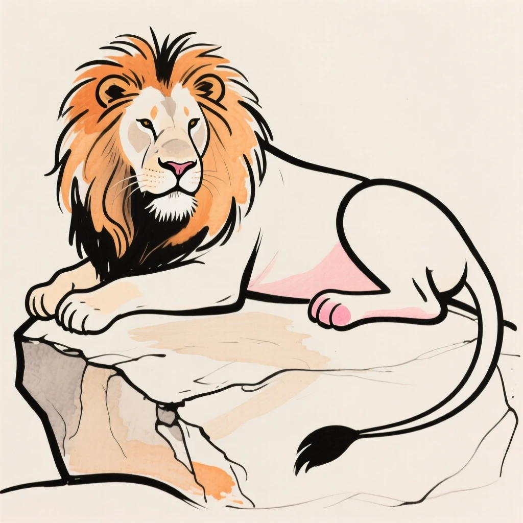 A majestic lion resting on a rock