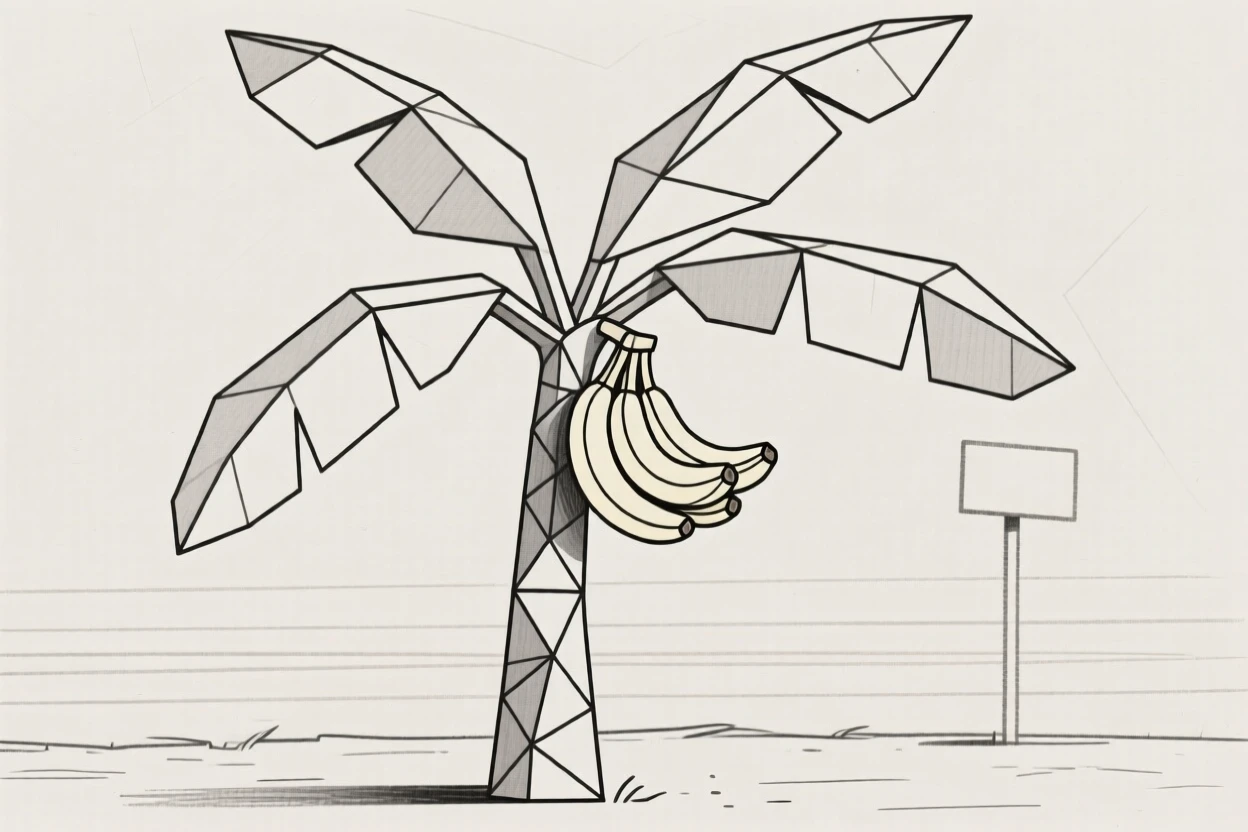 A banana tree with a cluster of hanging fruit