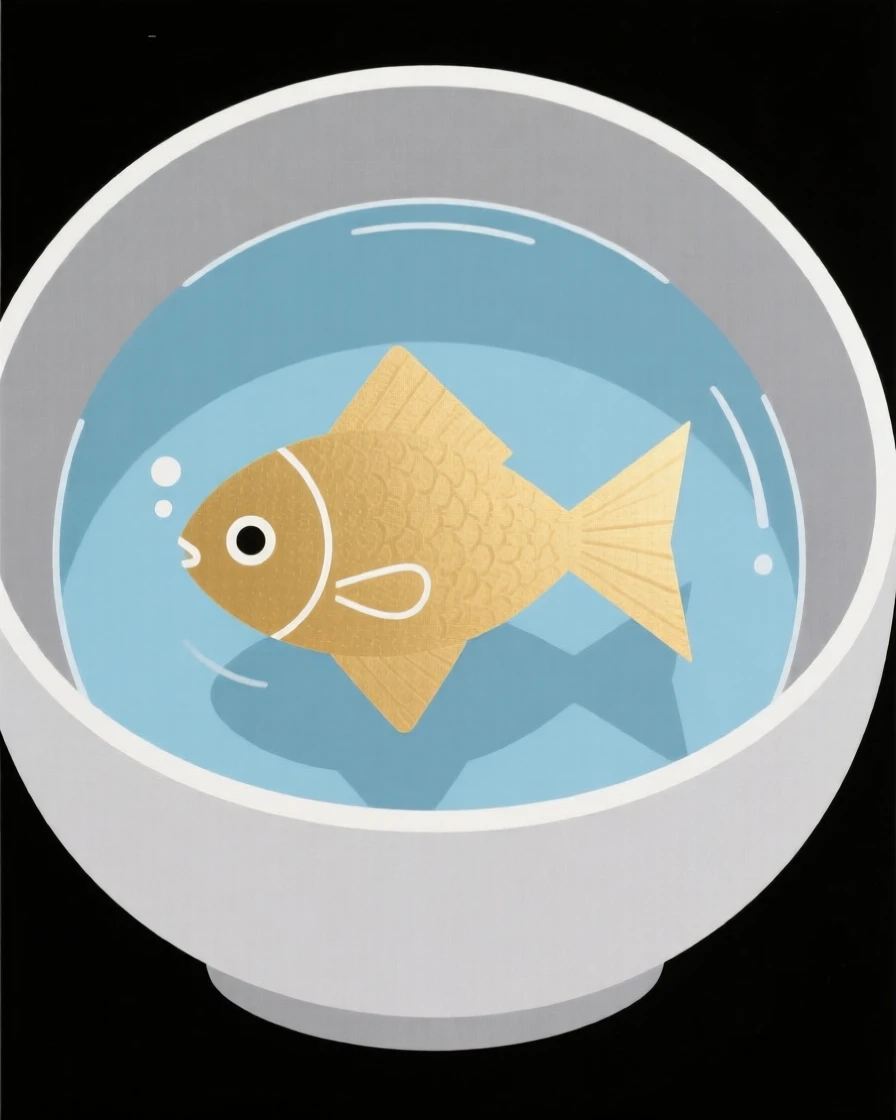 A goldfish swimming in a round bowl