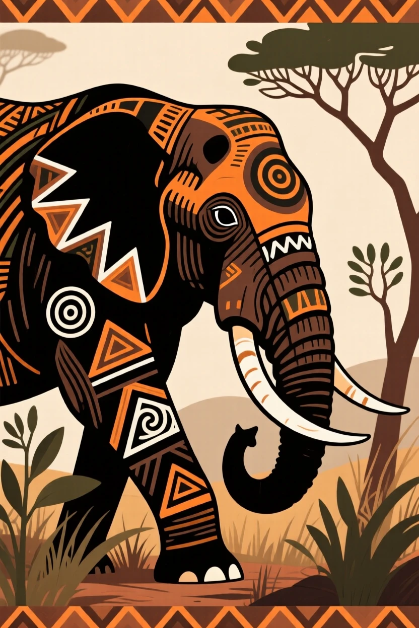 An African elephant bull stalking through the bush.