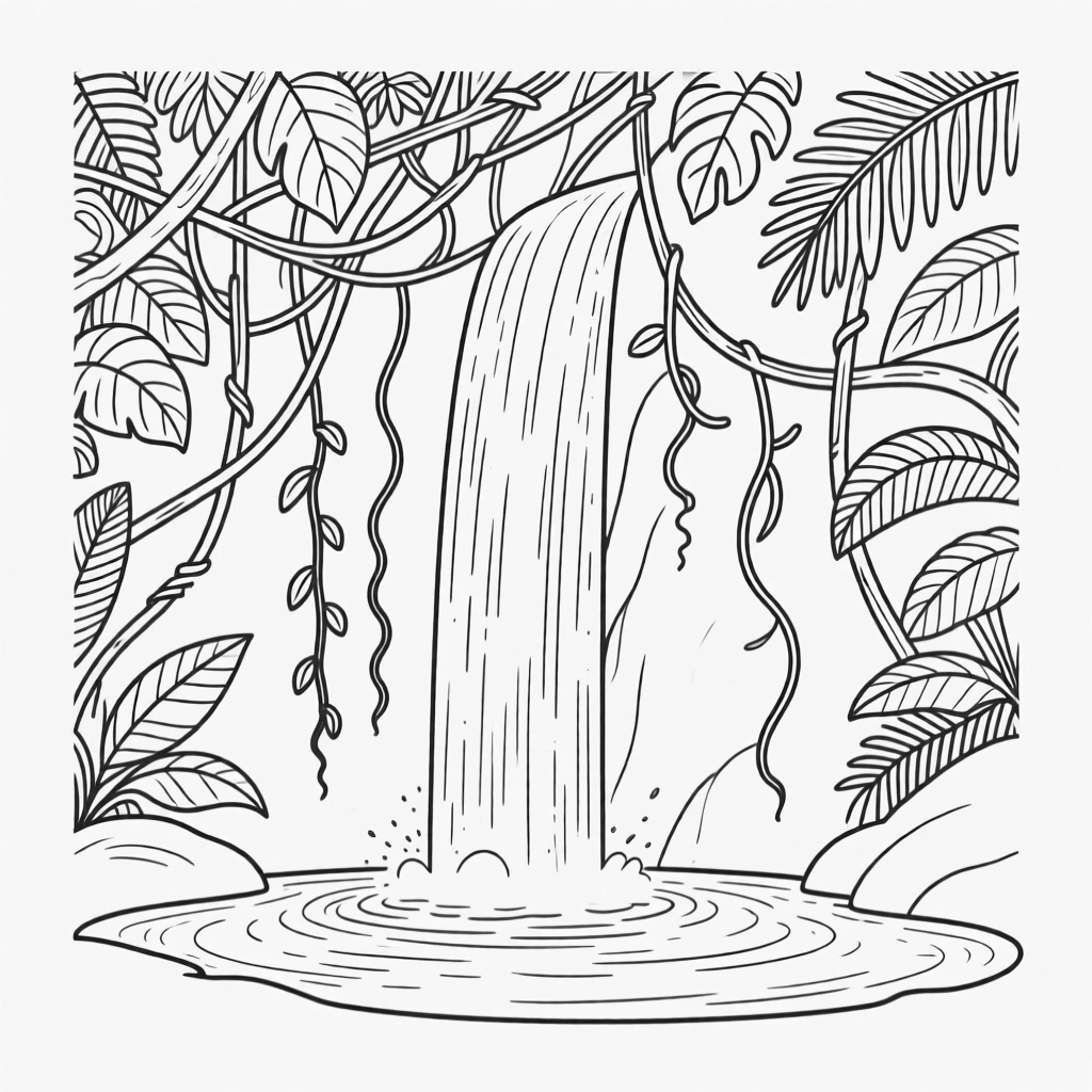 A hidden waterfall behind a curtain of jungle vines