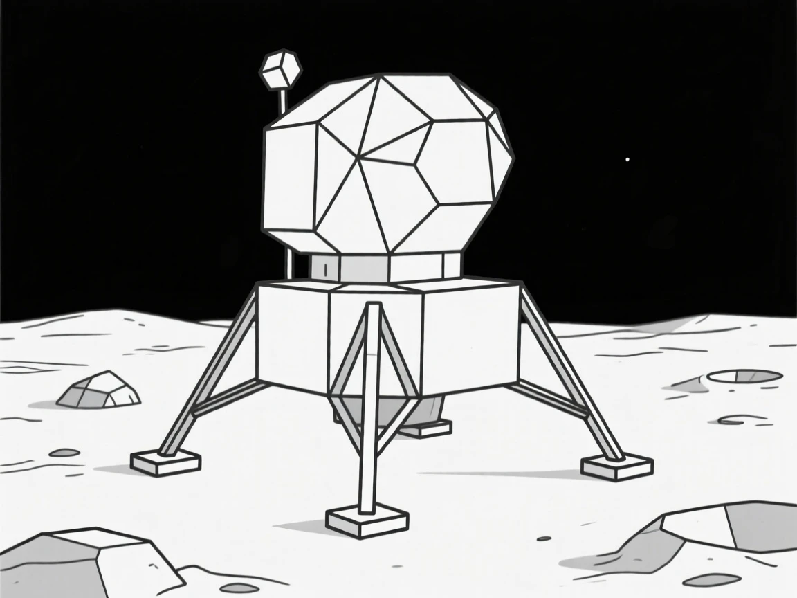 A lunar lander resting on the moon's surface