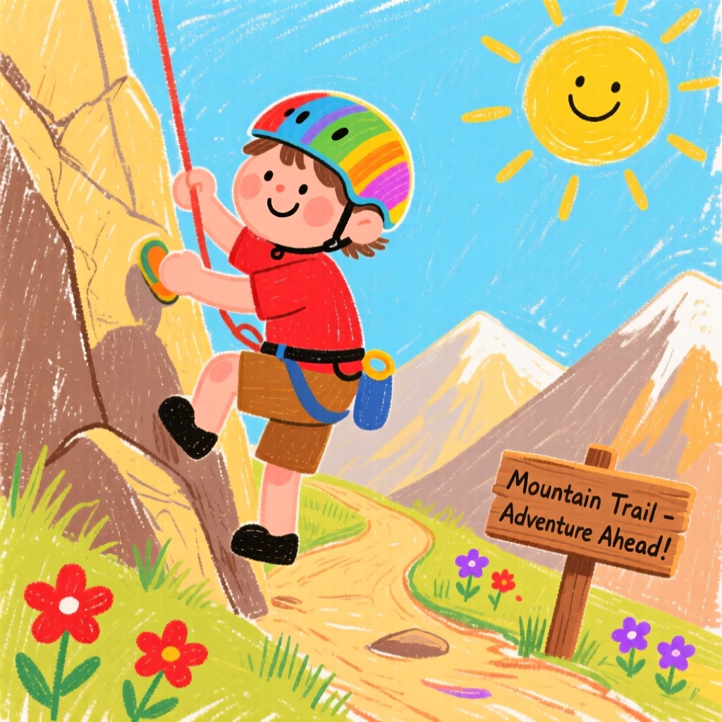 A rock climber moving across a sunlit mountain trail.