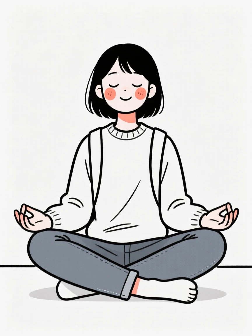 A college student enjoying a quiet moment of gratitude.