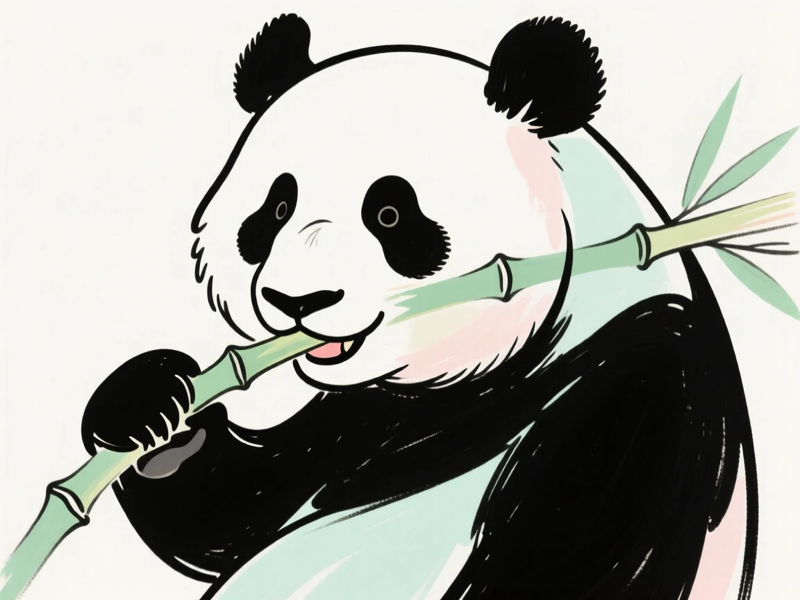 A panda munching on bamboo