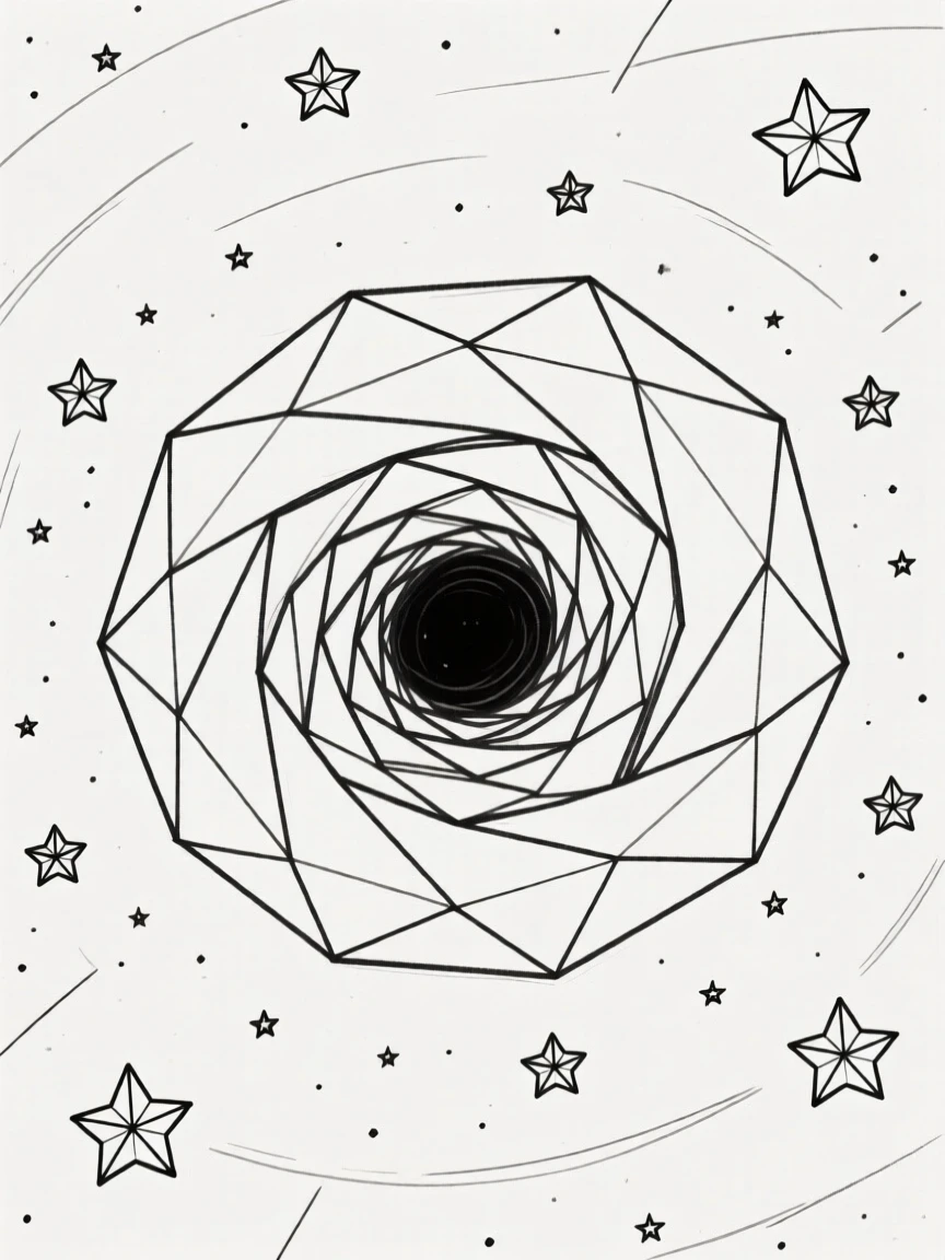 A wormhole twisting through a field of stars