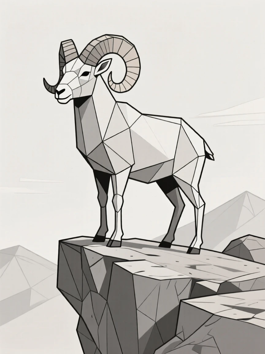 A bighorn sheep standing on a rocky cliff