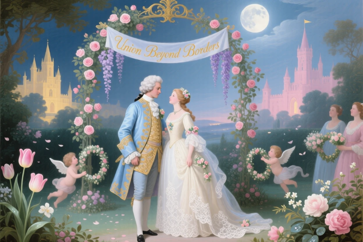 A moonlit wedding between a prince and a princess from rival kingdoms  
