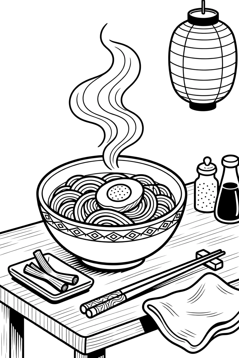 A bowl of steaming ramen with a soft-boiled egg, with steam rising gently into the air.