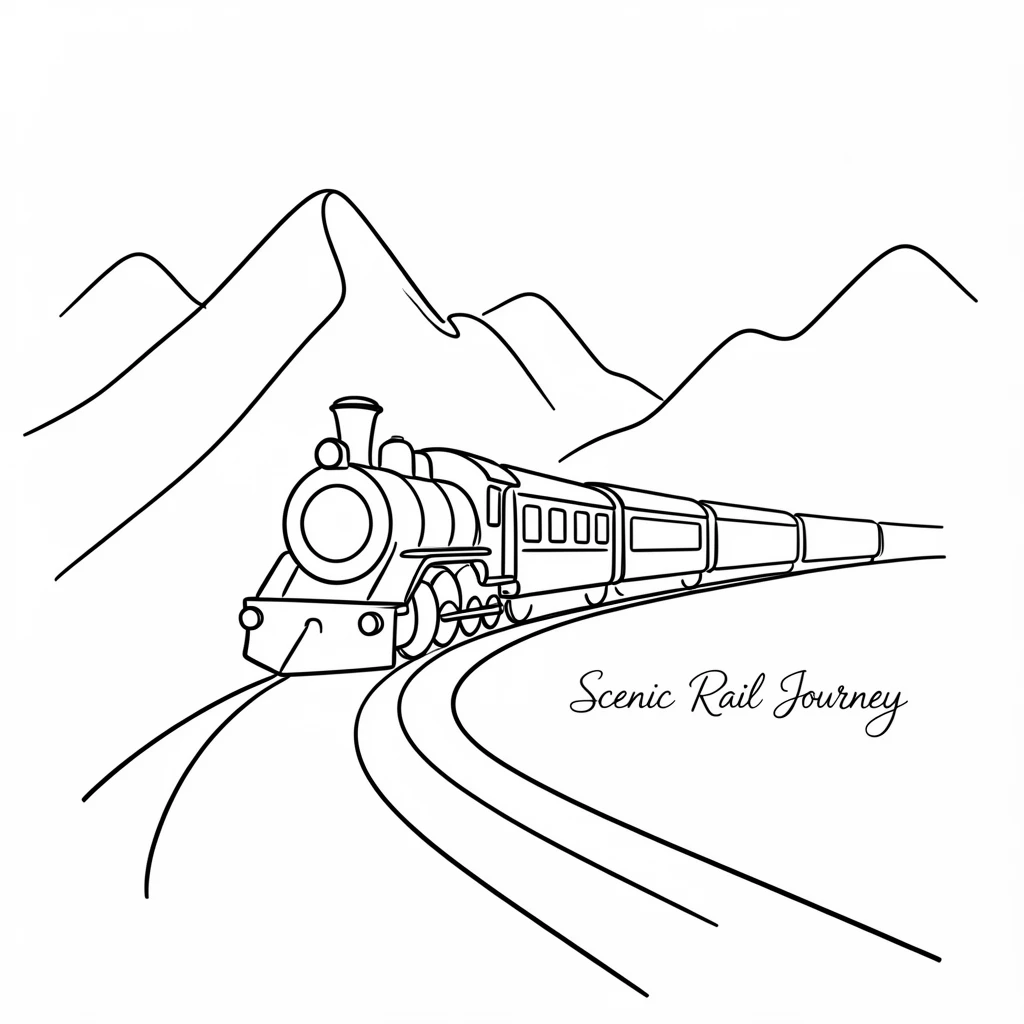 A vintage train winding through the mountains on a scenic rail journey