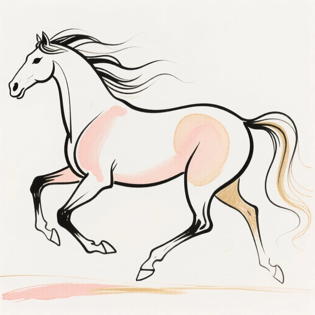 A wild horse galloping free