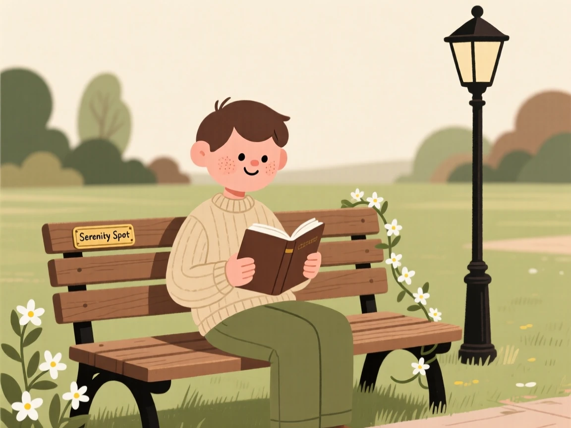 A quiet reader sits on a park bench practicing a favorite novel, fully absorbed as the scent of blooming jasmine drifts through the open window.