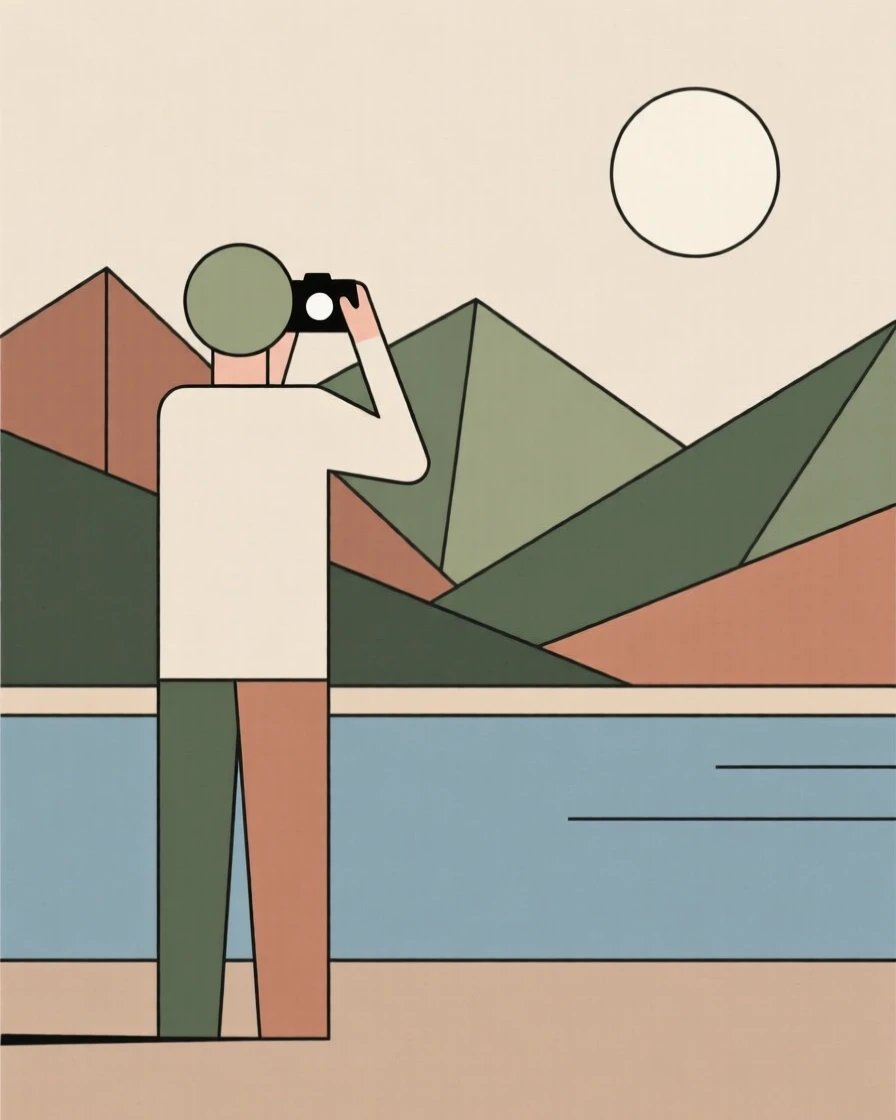 A person taking a photograph of a scenic view