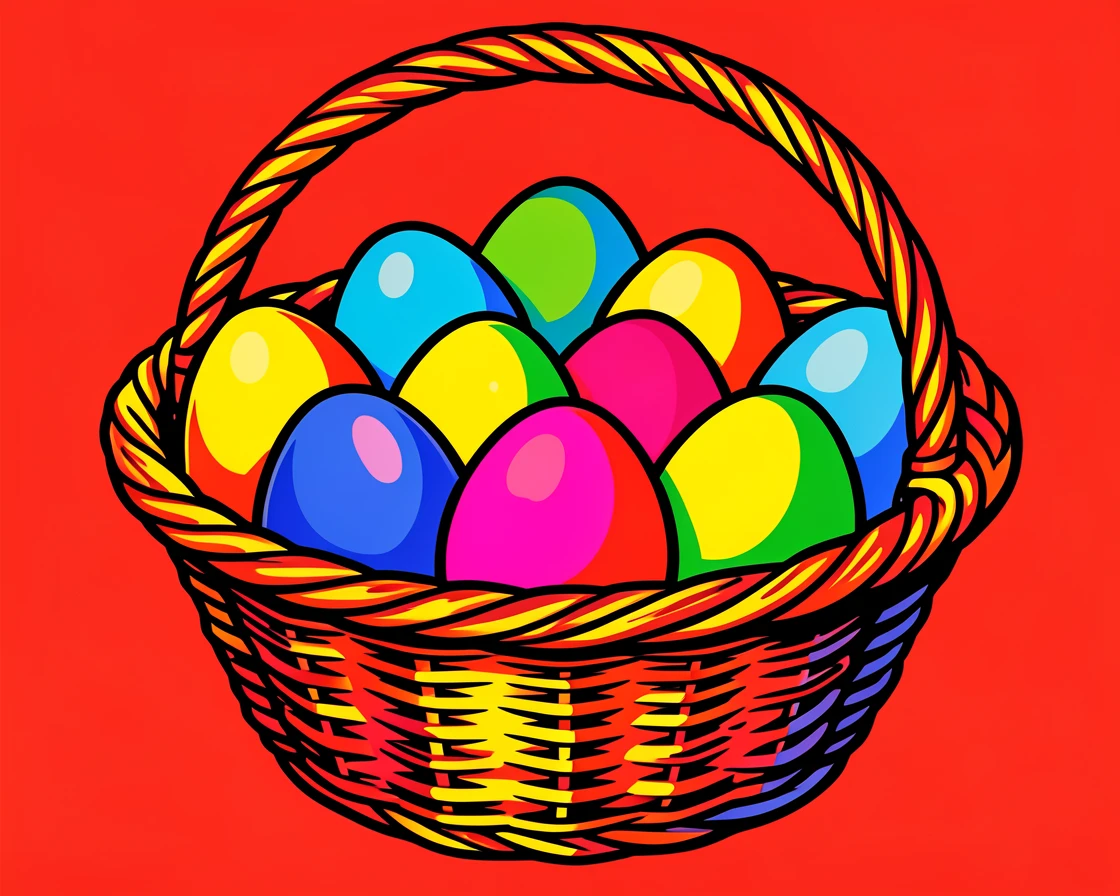 Basket of fresh eggs