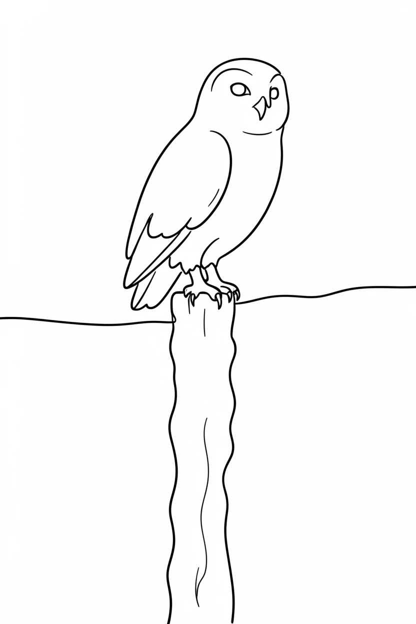 A snowy owl perched silently atop a frost-covered fence post