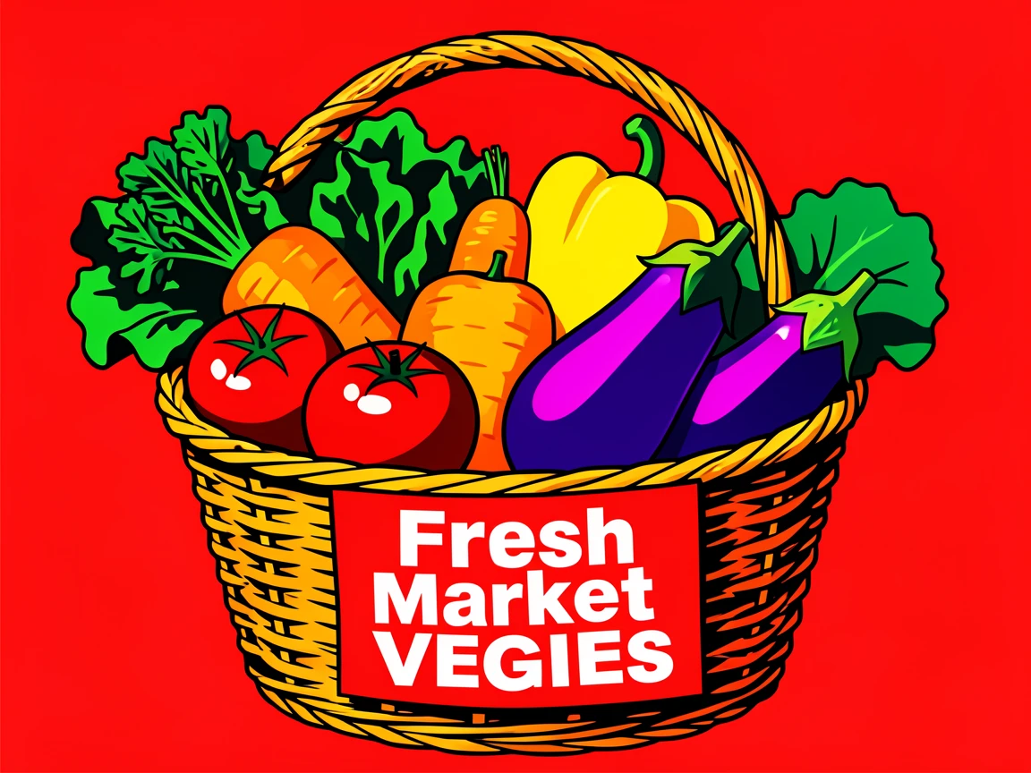 Basket of fresh vegetables from a farmers market