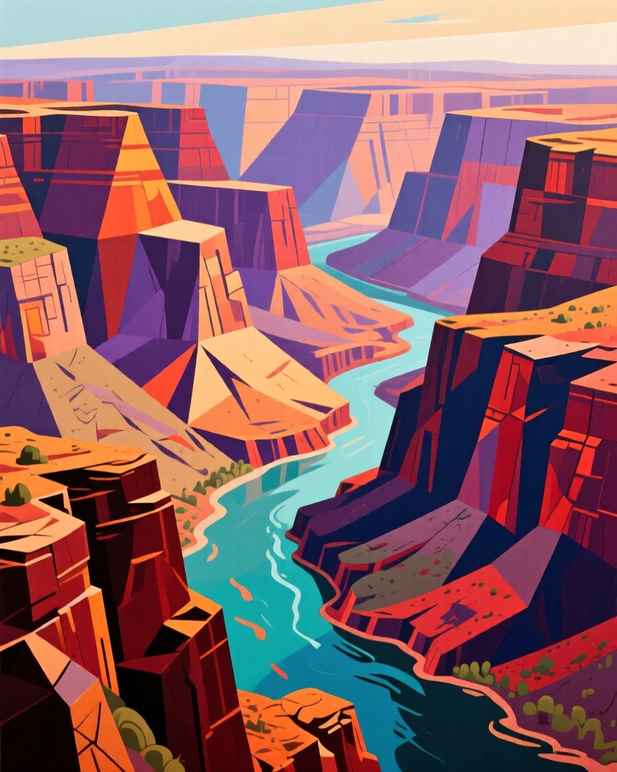 A breathtaking view of the Grand Canyon, bathed in warm afternoon light.
