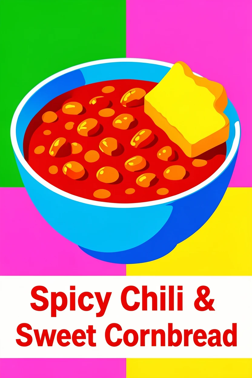Bowl of chili with cornbread