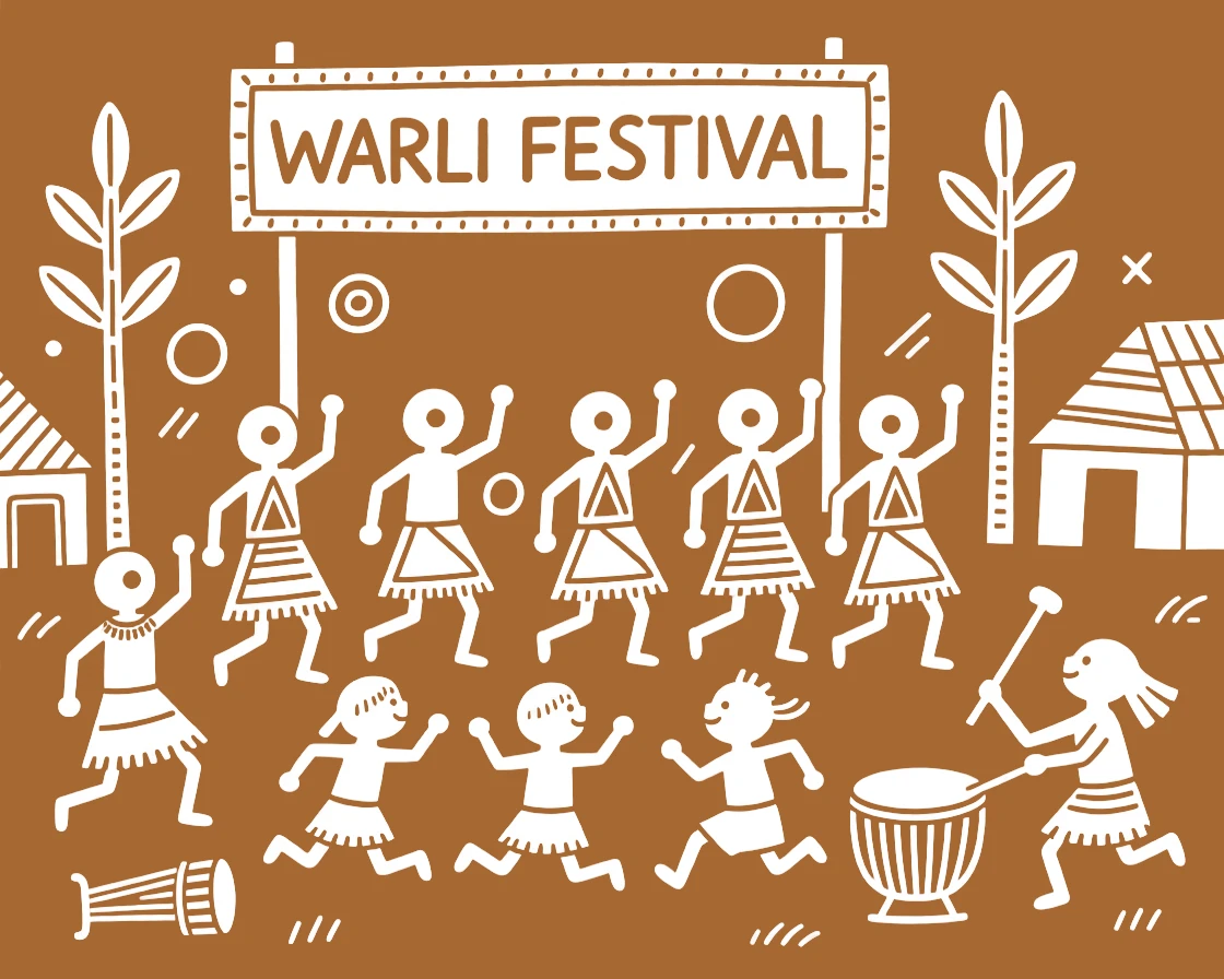 A tribal dance festival celebrated as children run through the crowd with excitement.