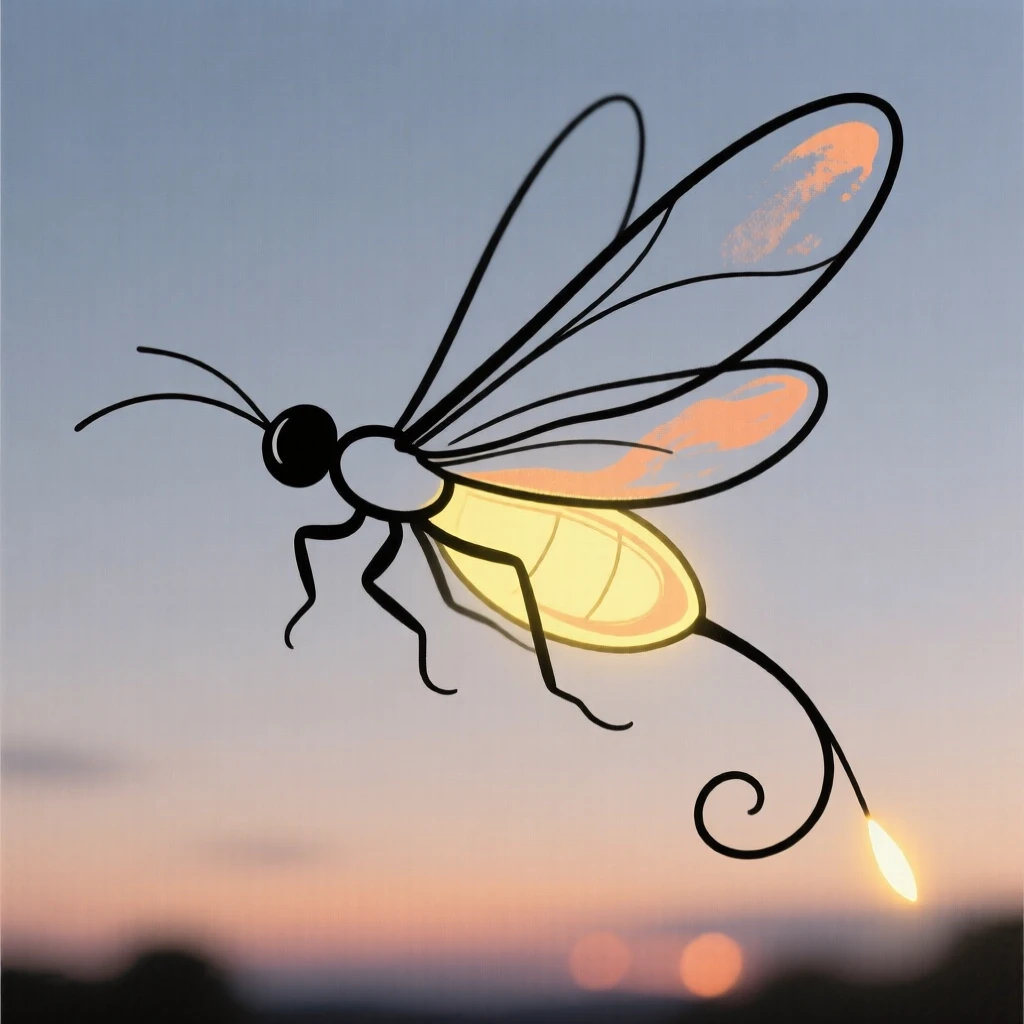 A firefly glowing at dusk