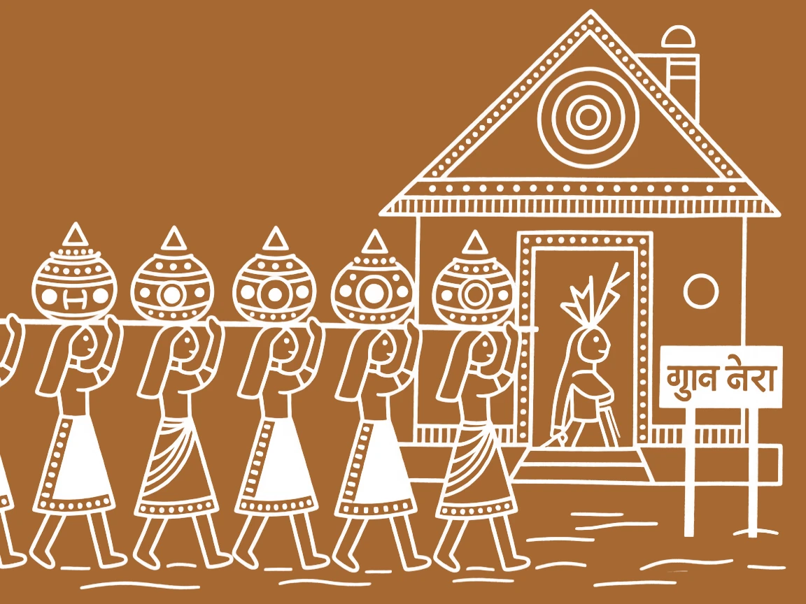 A temple procession celebrated with women carrying decorated offerings on their heads.