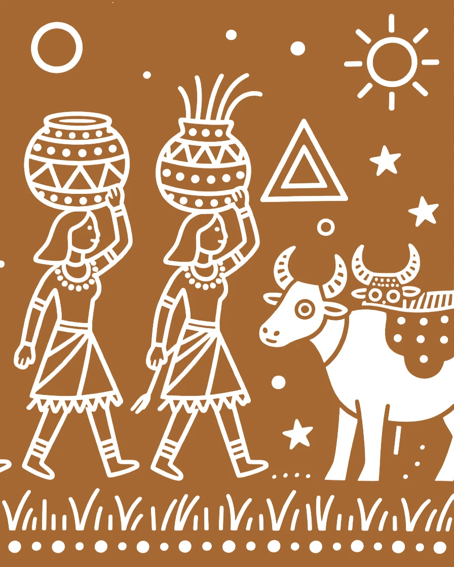 A cattle-blessing festival celebrated with women carrying decorated offerings on their heads.