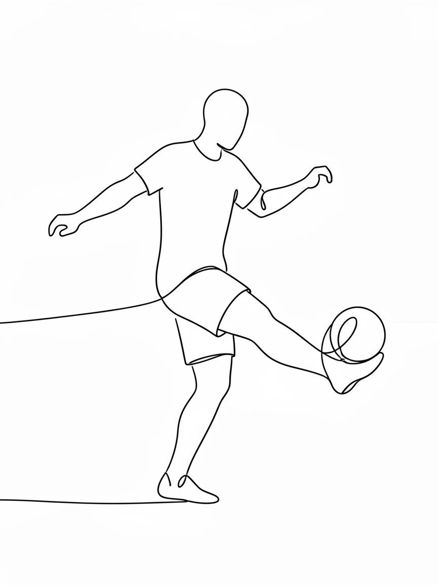 A soccer player kicking a goal