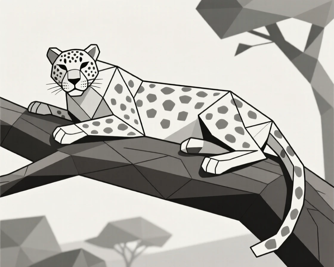 A leopard resting on a thick tree branch