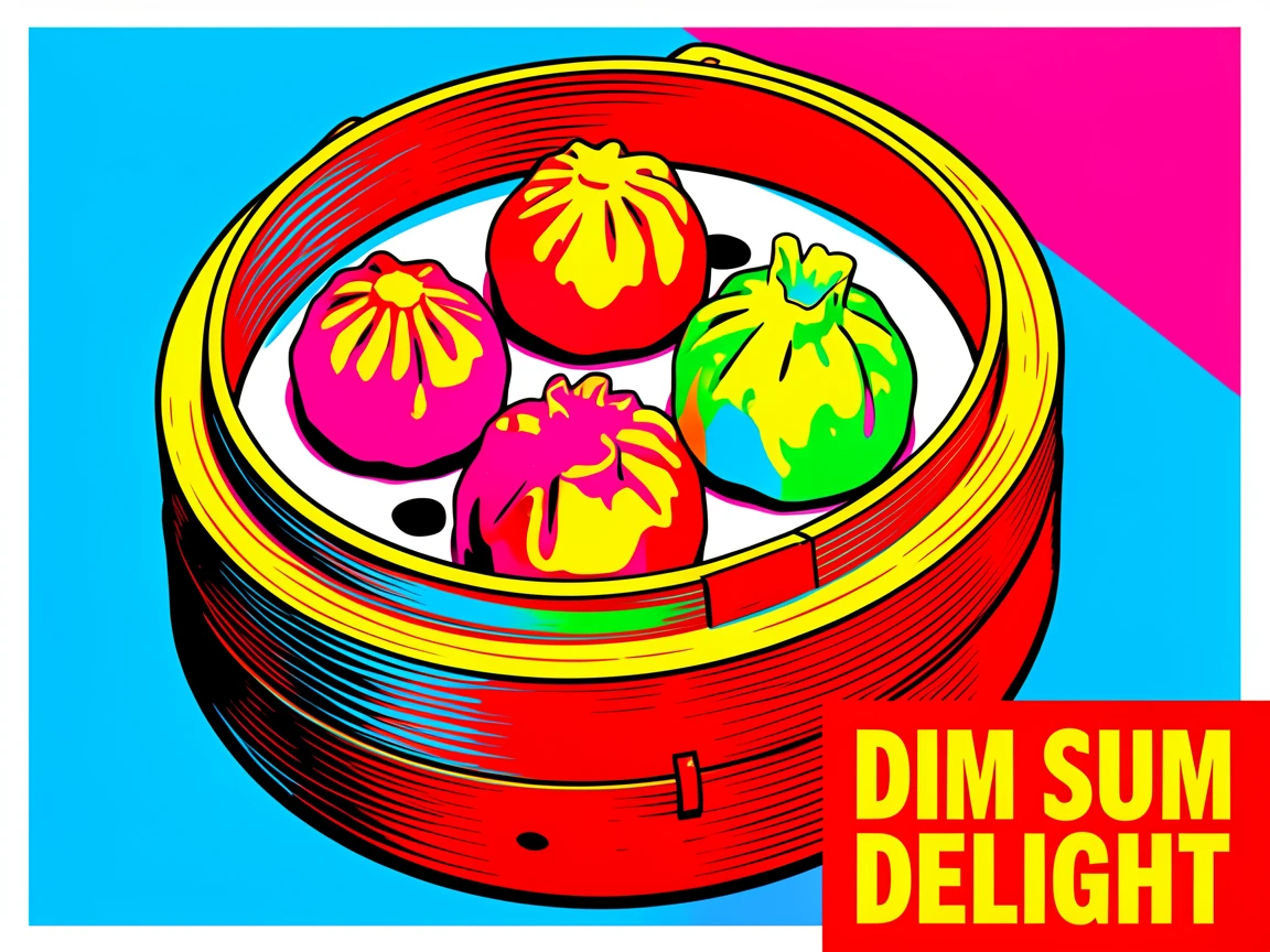 Plate of dim sum in a bamboo steamer