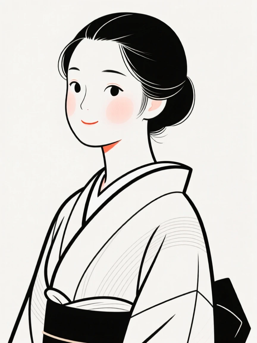 A young woman wearing a traditional kimono, full of curious wonder.
