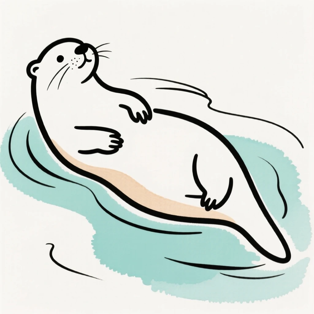 An otter floating on its back