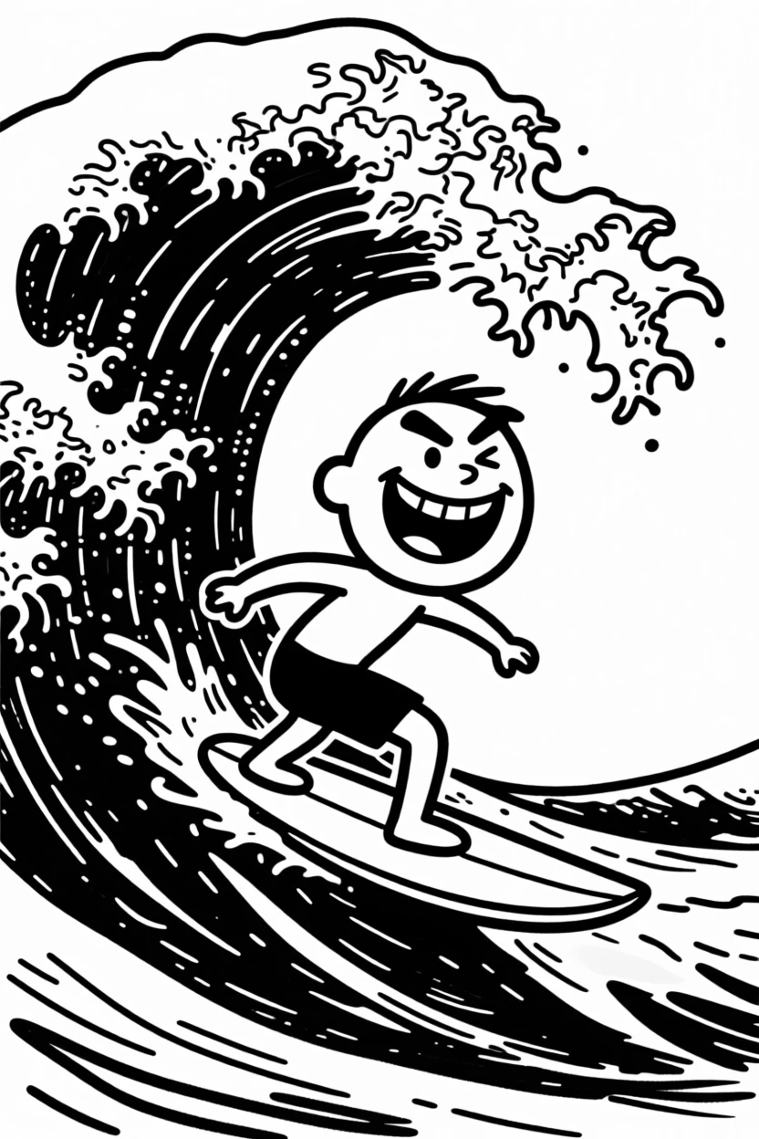 A surfer riding confidently inside the curl of a massive wave.