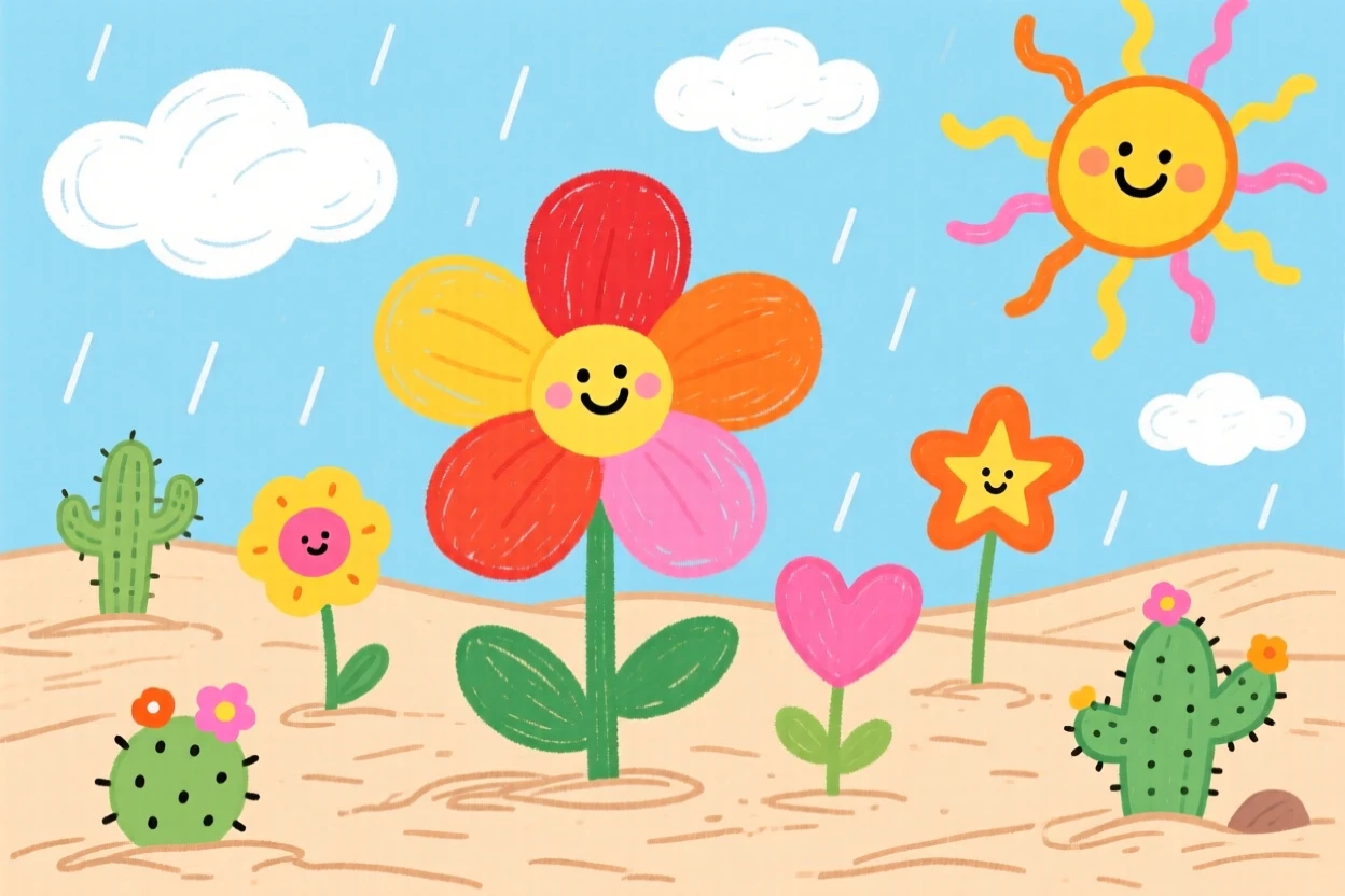 A desert bloom after a rare rainstorm.