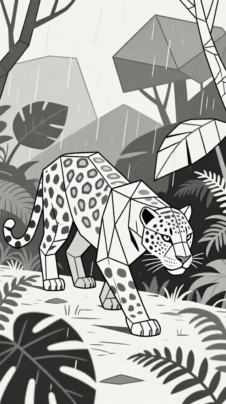 A jaguar prowling through dense rainforest undergrowth