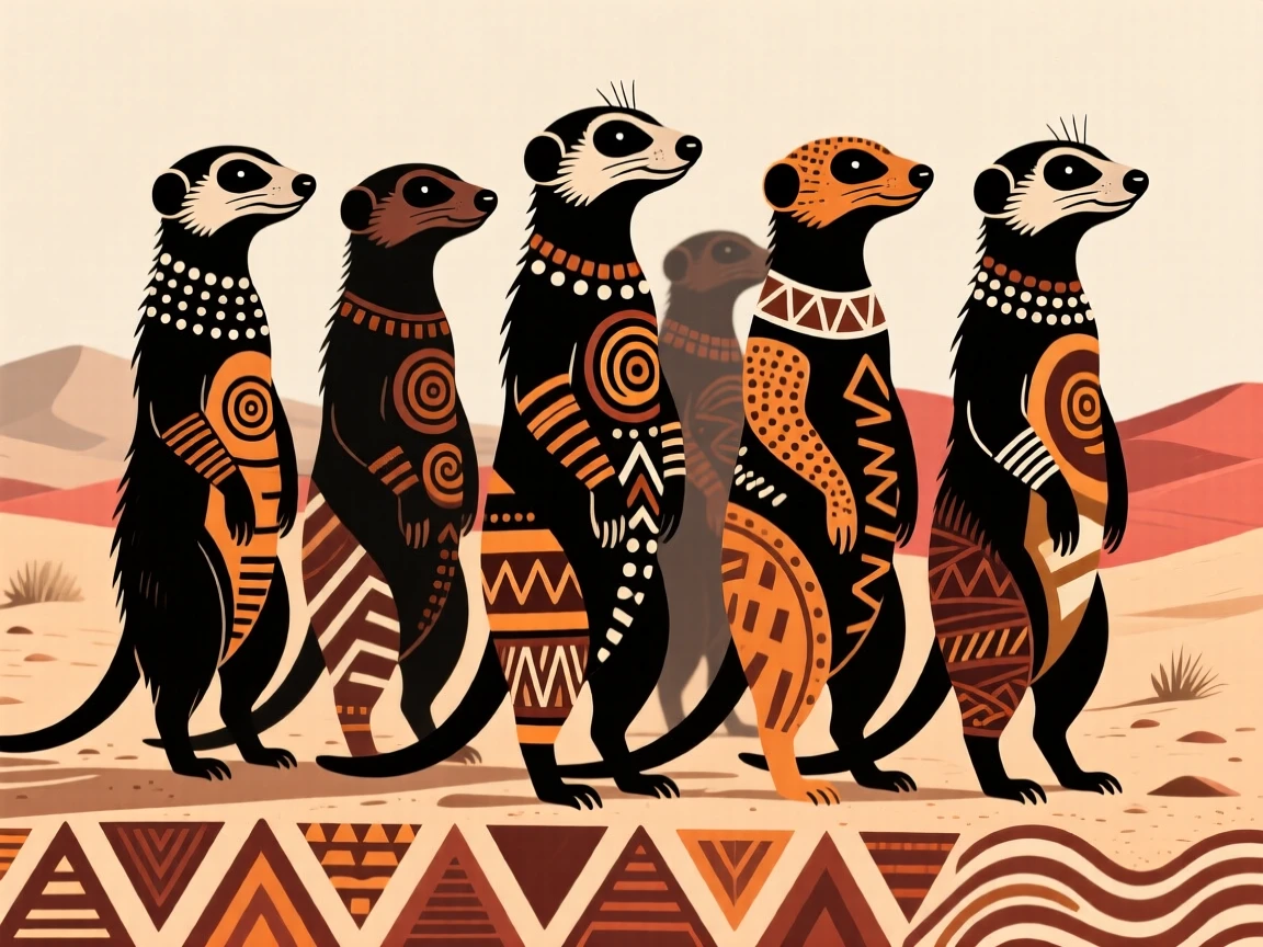 A colony of meerkats standing sentinel in the desert.