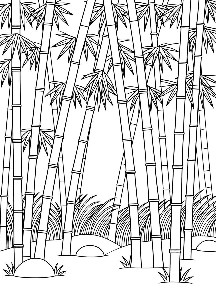 A bamboo forest with tall stalks reaching toward the sky