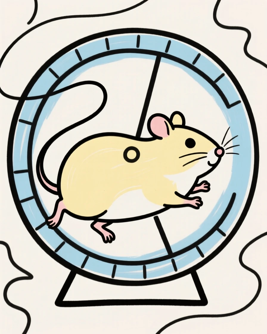 A hamster running on a wheel