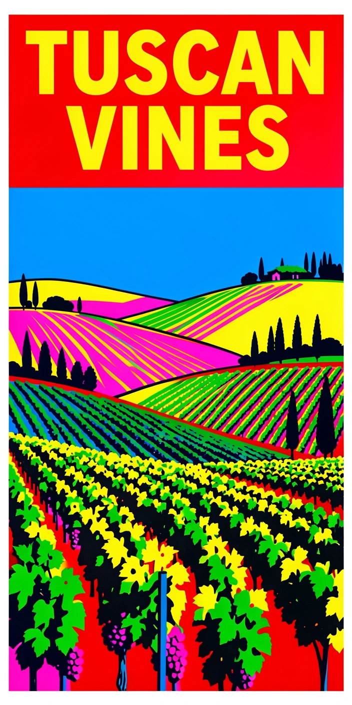 Tuscan countryside with rolling vineyard hills